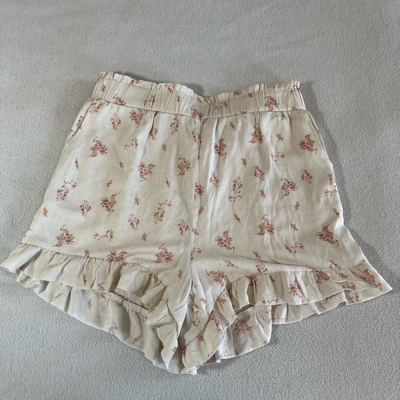 Blue Rain High Waist Floral Shorts with Ruffle Hem - Picture 2 of 3